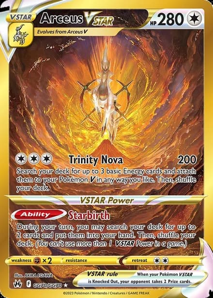 A Crown Zenith Arceus VSTAR, loose, before it is sent.