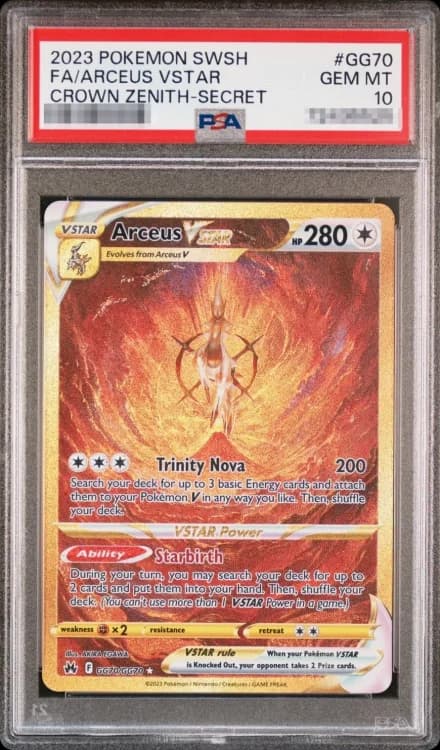 The same card, graded PSA 10 and sealed in its case.